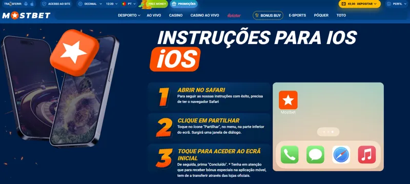 Instalar a aplicação móvel Mostbet no iOS